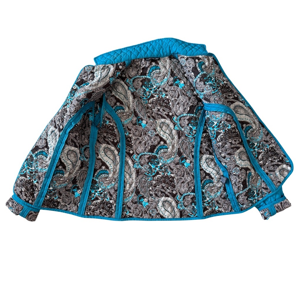 Briggs New York Quilted Aqua/Teal Jacket with Snap Closure Women’s Size Medium - Picture 4 of 12